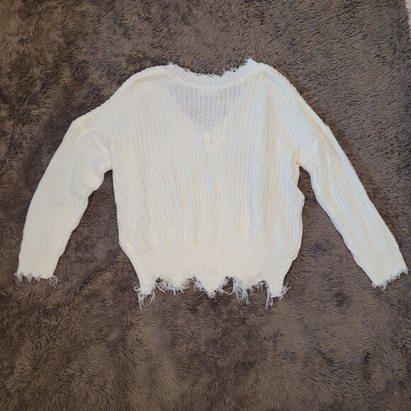 MAIN STRIP Chunky Grunge Distressed Raw Edge Sweater Size Large Oversized - Picture 4 of 4